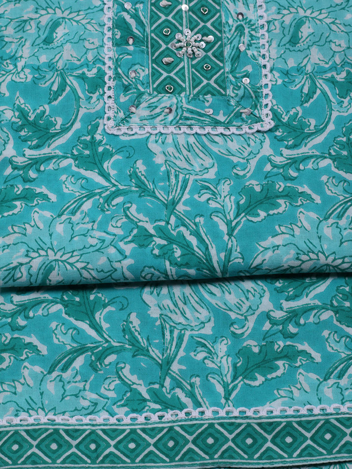 Printed Cotton Blend Unstitched Suit With Dupatta
