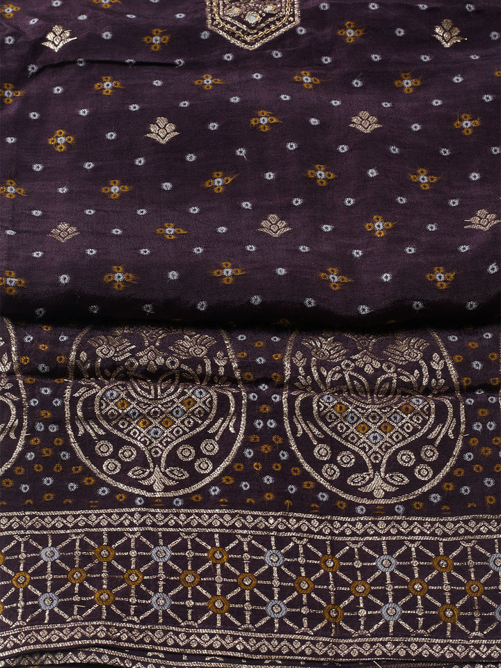 Woven Design Chanderi Unstitched Kurta With Pant &amp; Dupatta