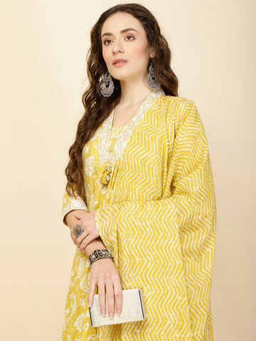 Printed Cotton Suit Set With Dupatta