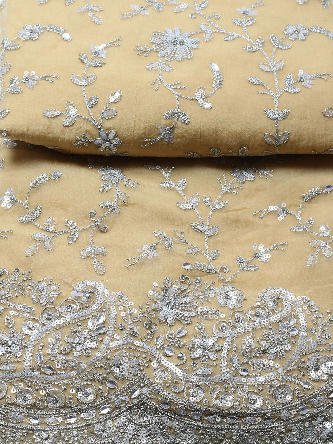 Embroidered Organza Unstitched Suit With Pant &amp; Dupatta