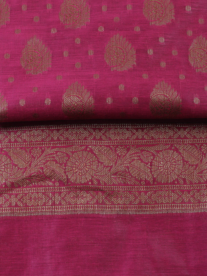 Banarasi Chanderi Unstitched Suit With Pant &amp; Dupatta