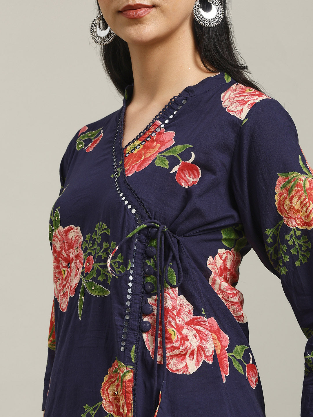 Printed Cotton Blend Kurta With Pants & Dupatta