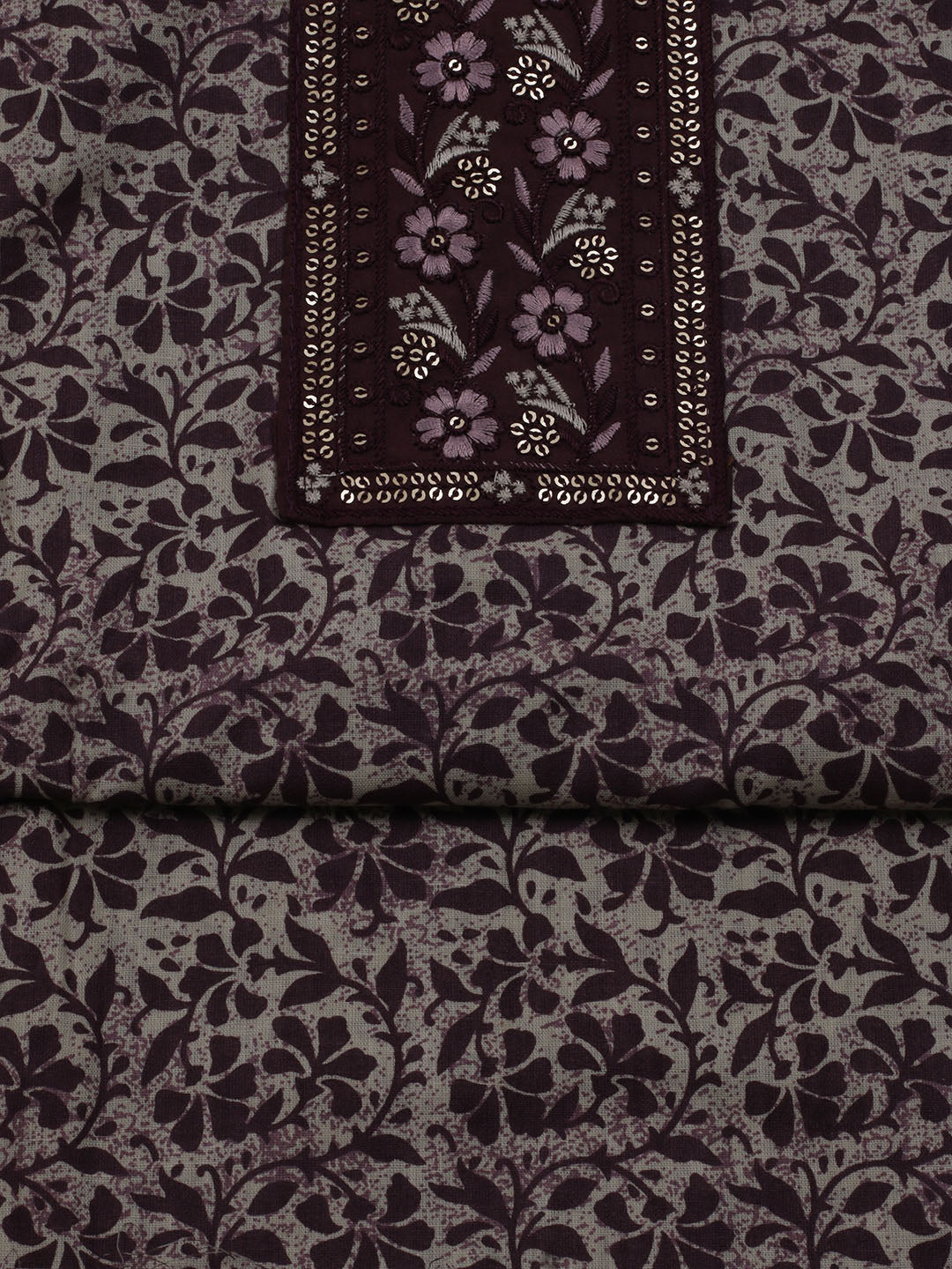 Printed Cotton Blend Unstitched Suit With Dupatta