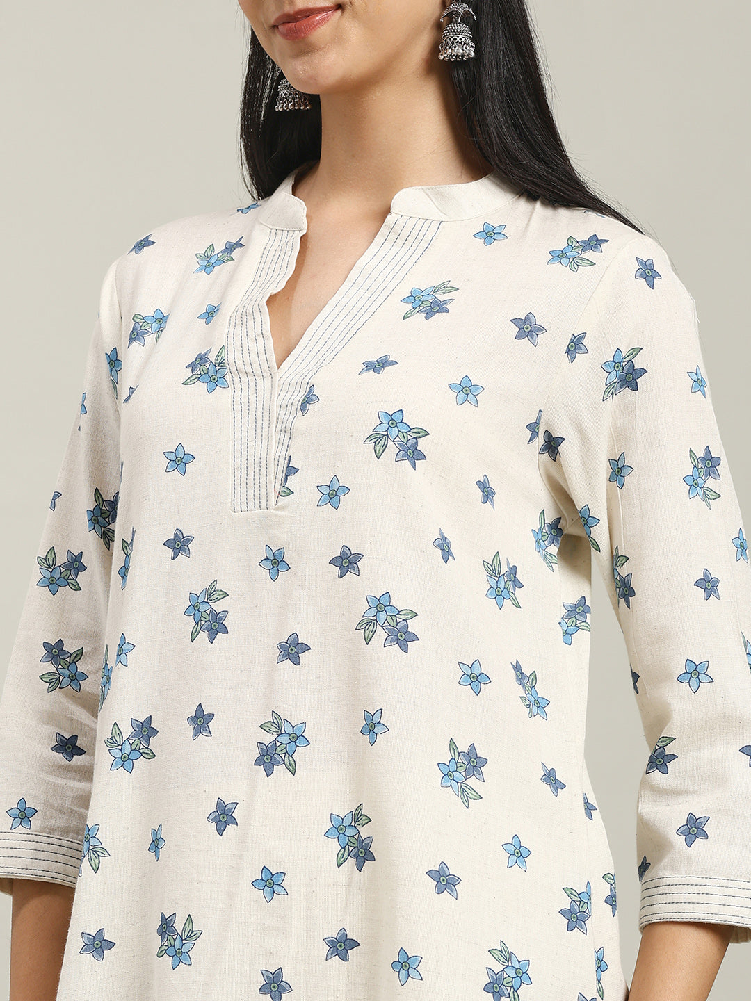 Printed Cotton Blend Kurta With Pants