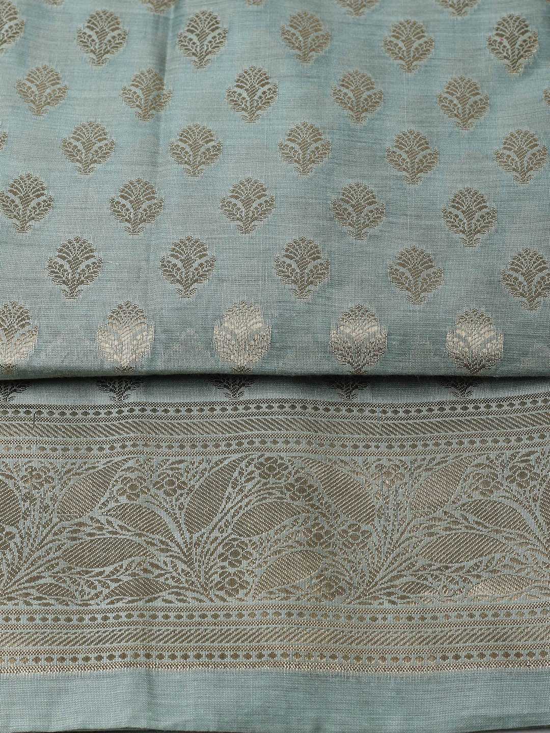 Woven Design Chanderi Unstitched Suit With Pant &amp; Dupatta