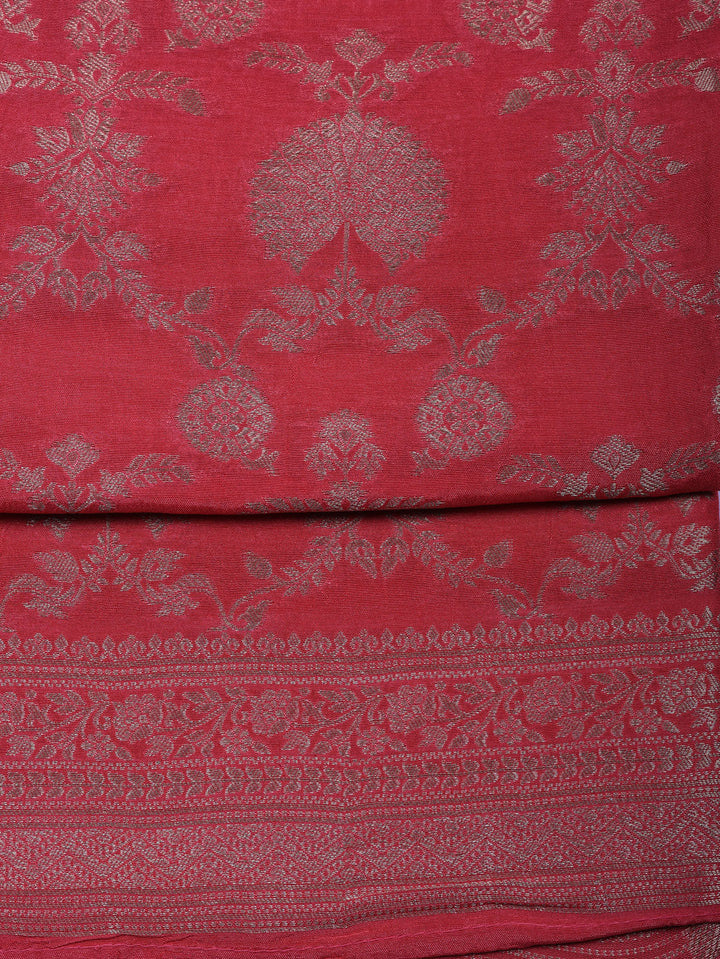 Woven Design Chanderi Unstitched Suit With Pant &amp; Dupatta