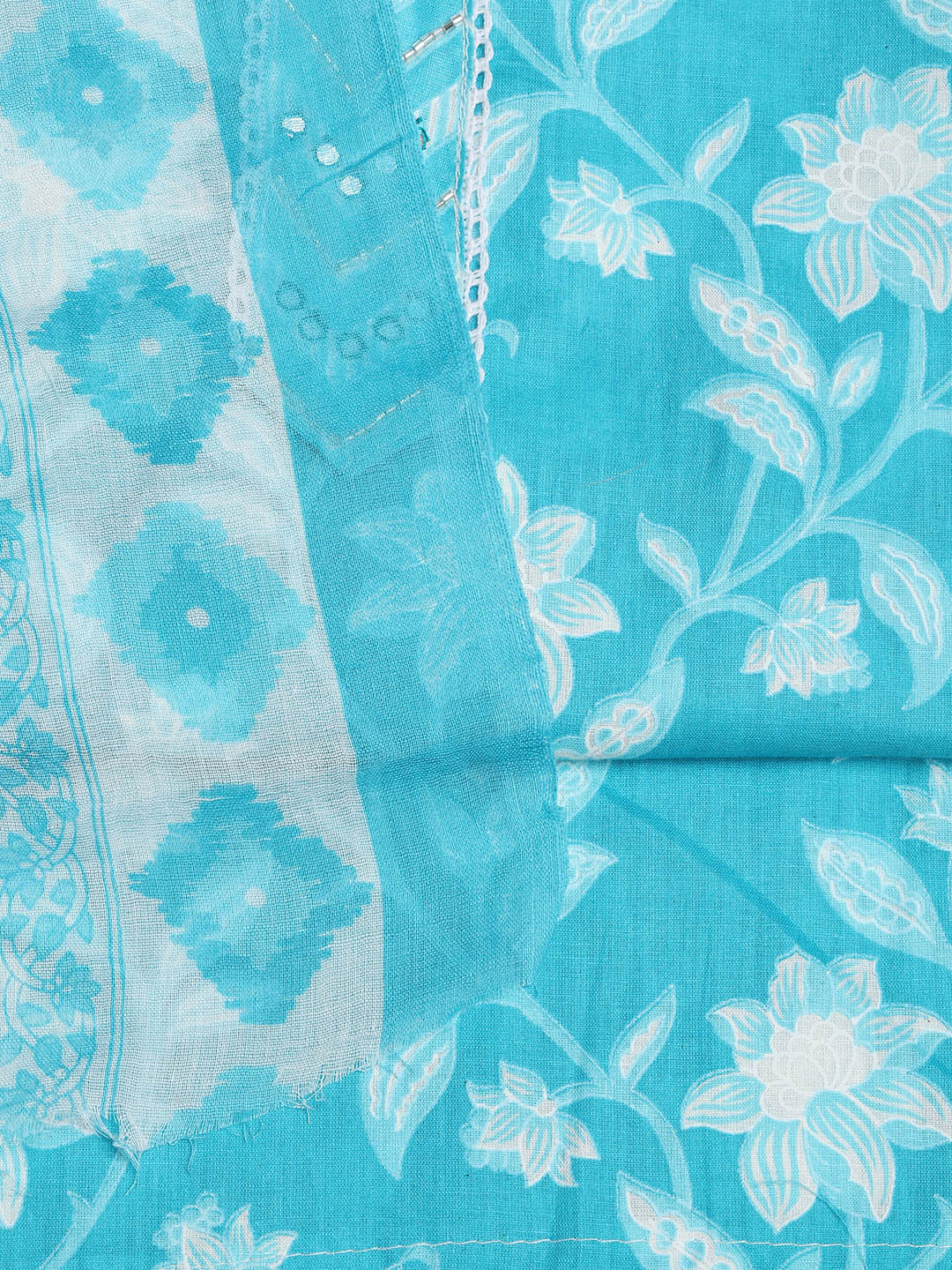Printed Cotton Blend Unstitched Suit With Dupatta