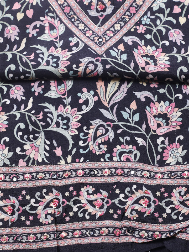 Printed Muslin Unstitched Suit With Pant &amp; Dupatta