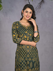 Printed Cotton Blend Kurta With Pants