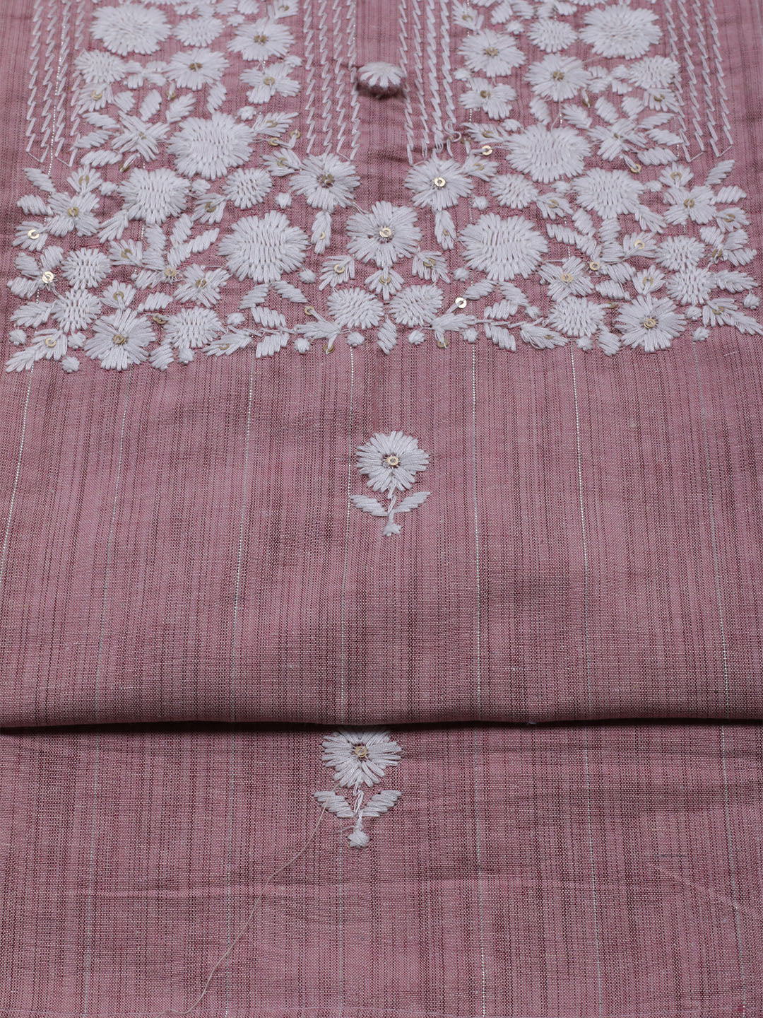 Neck Embroidered Cotton Blend Unstitched Suit With Dupatta