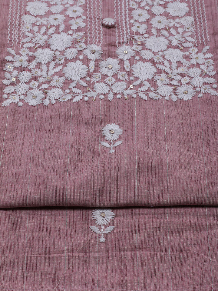 Neck Embroidered Cotton Blend Unstitched Suit With Dupatta