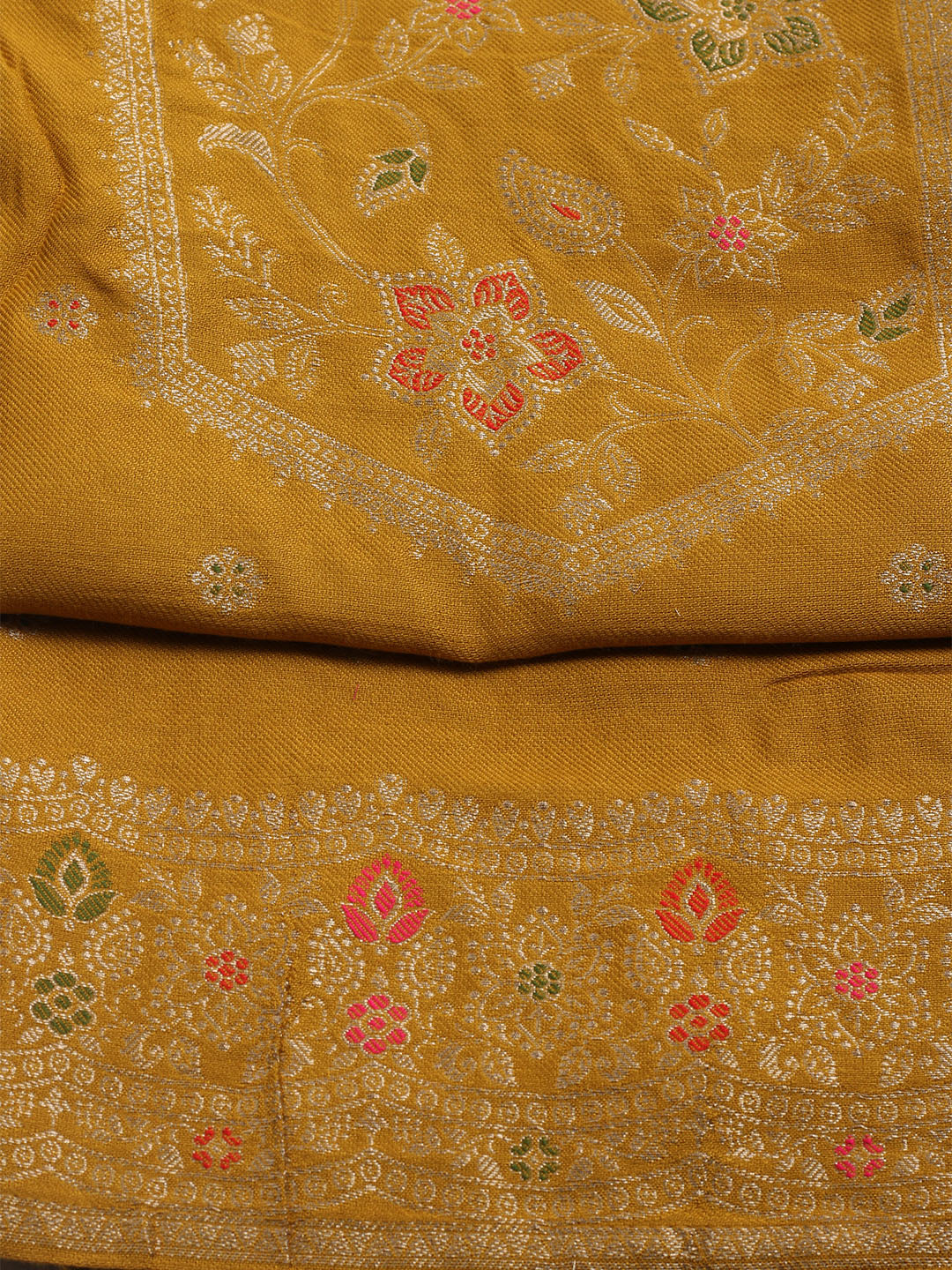 Pashmina Woven Design Unstitched Kurta With Pant &amp; Dupatta