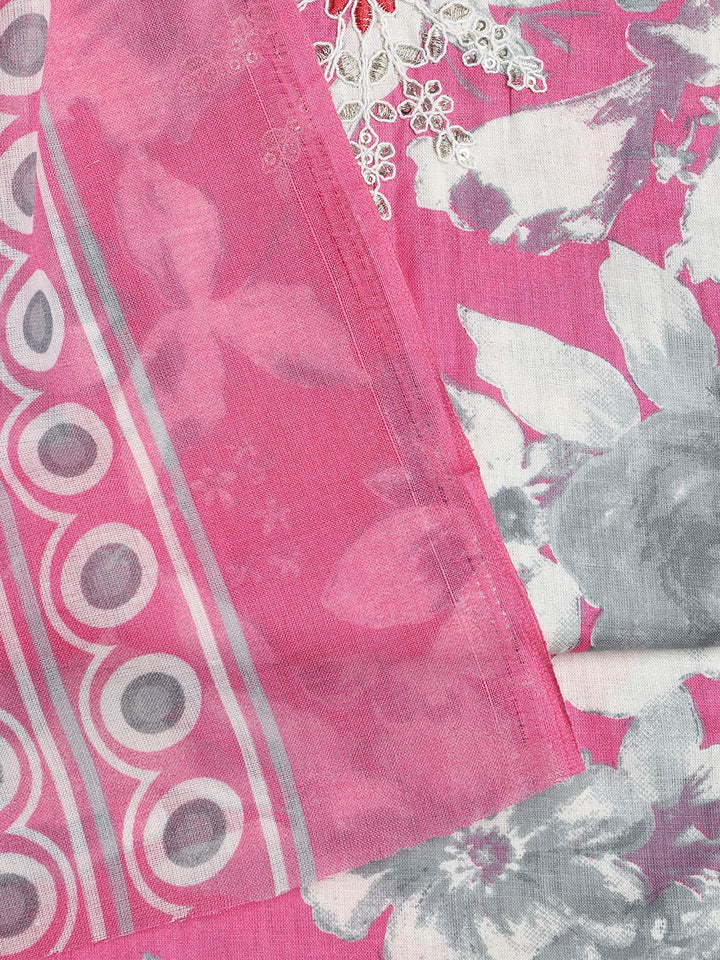 Printed Cotton Blend Unstitched Suit With Dupatta