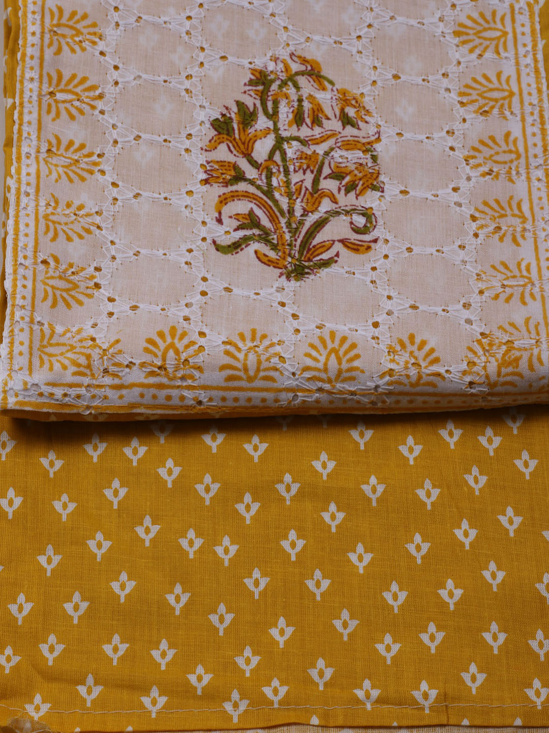 Printed Cotton Blend Unstitched Suit With Dupatta