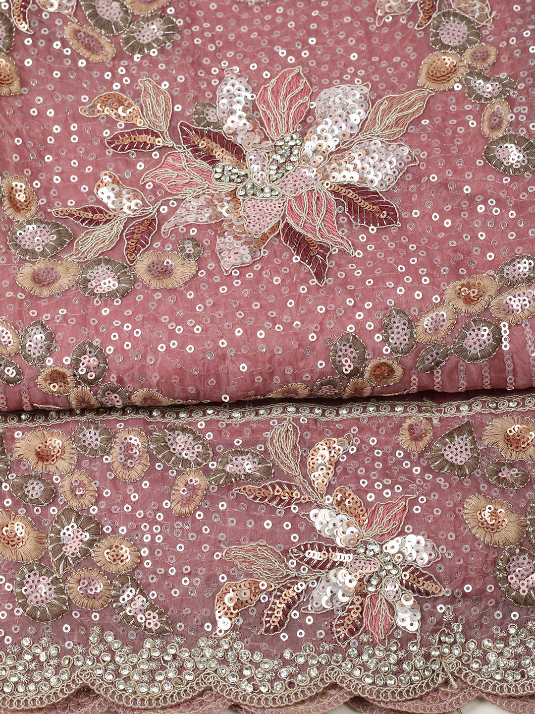 Embroidered Organza Unstitched Suit With Pant &amp; Dupatta