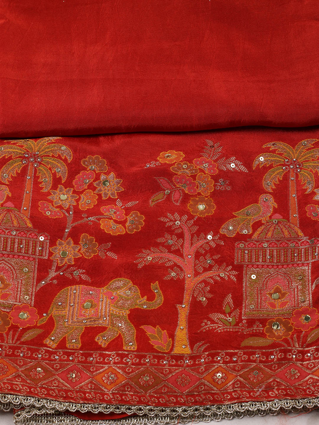 Woven Design Chanderi Unstitched Suit With Pant &amp; Dupatta