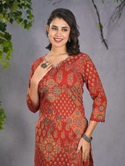 Printed Cotton Blend Kurta With Palazzo