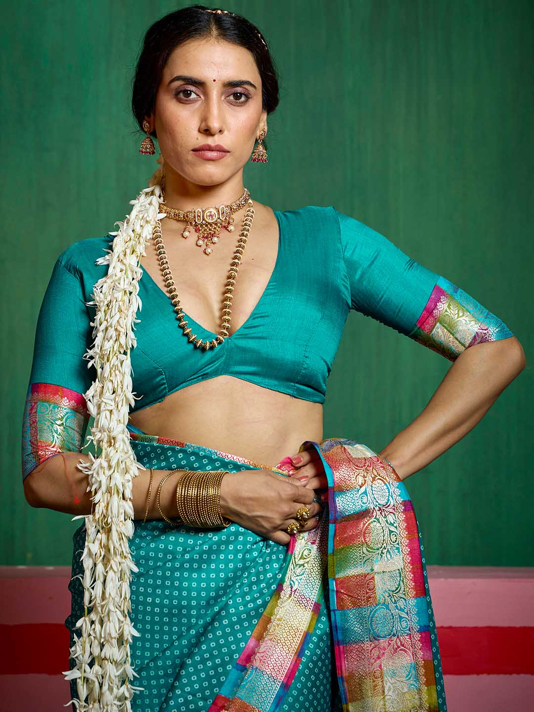Bandhani Printed Art Silk Saree