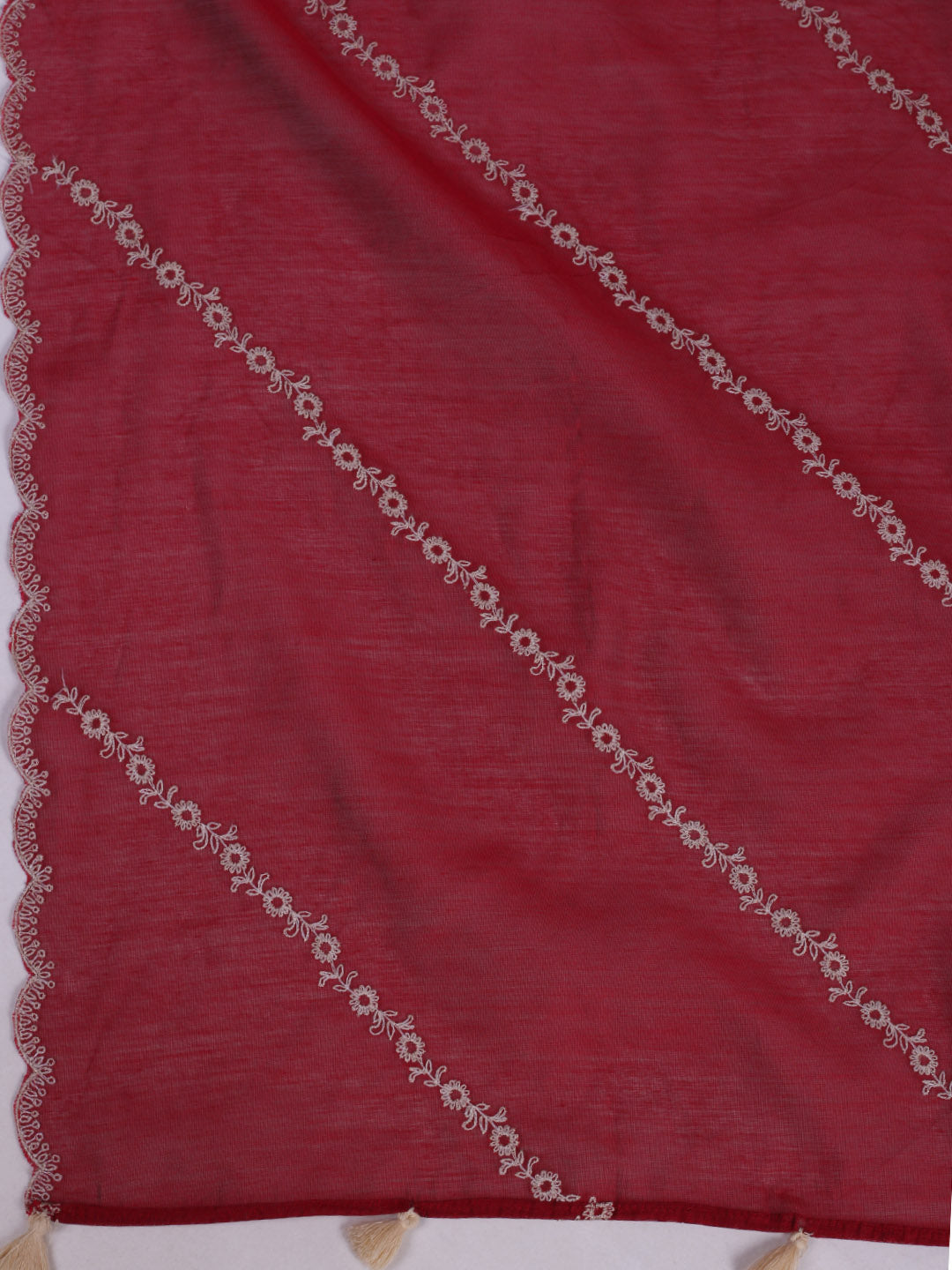 Embroidered Chanderi Kurta With Pant & Dupatta