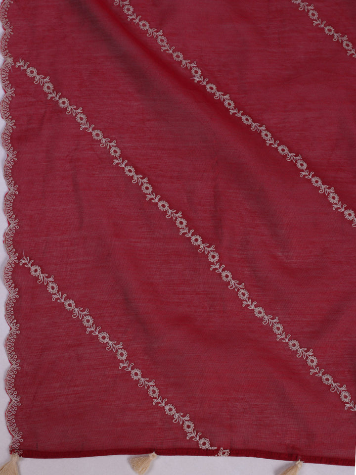 Embroidered Chanderi Kurta With Pant &amp; Dupatta
