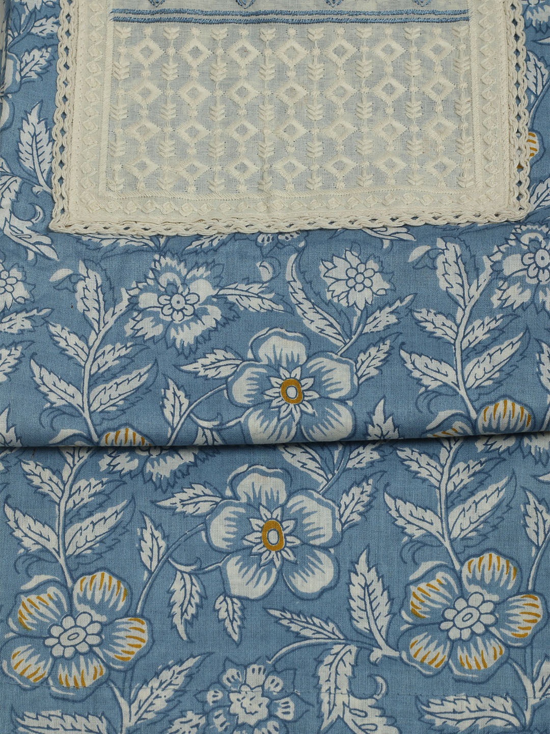 Printed Cotton Unstitched Suit With Pant &amp; Dupatta