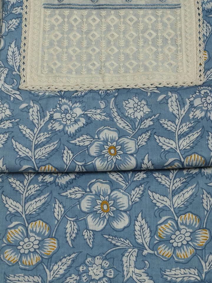 Printed Cotton Unstitched Suit With Pant &amp; Dupatta