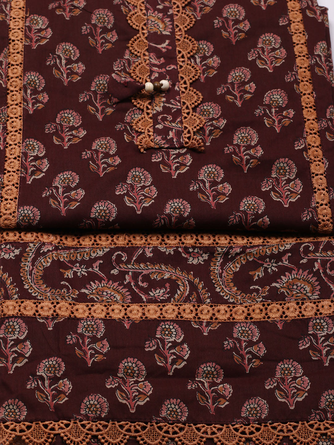 Embroidered Cotton Blend Unstitched Suit With Pant &amp; Dupatta