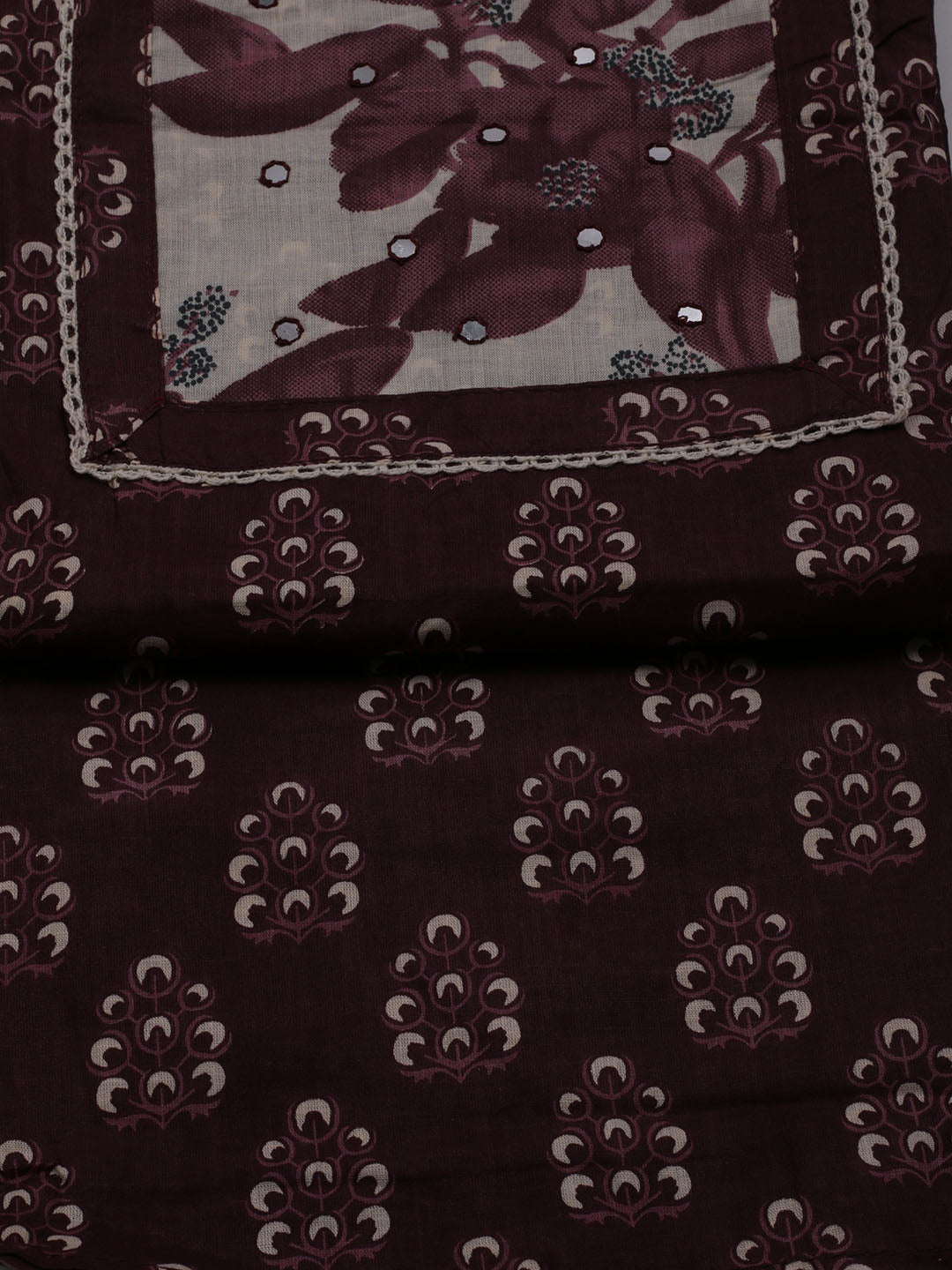 Printed Cotton Blend Unstitched Suit With Dupatta