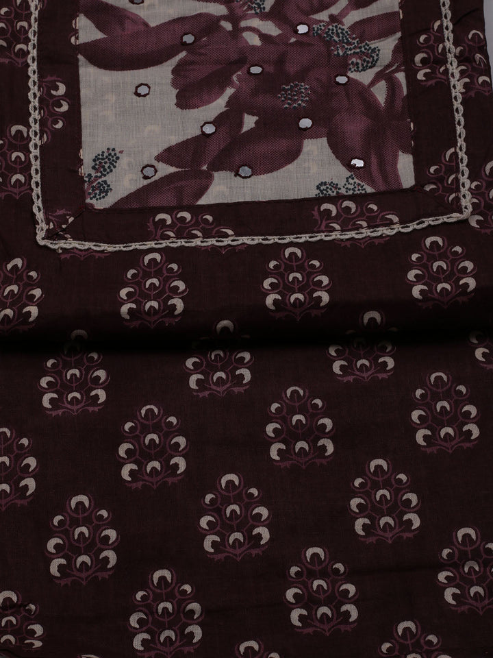 Printed Cotton Blend Unstitched Suit With Dupatta