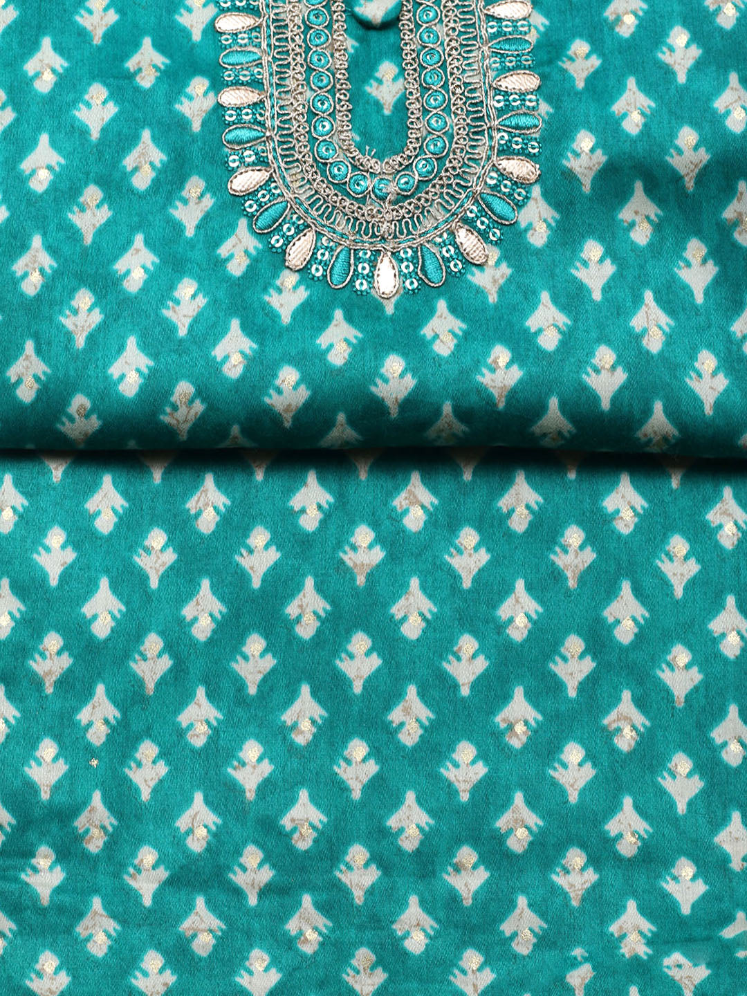 Embroidered Cotton Unstitched Suit With Pant &amp; Dupatta