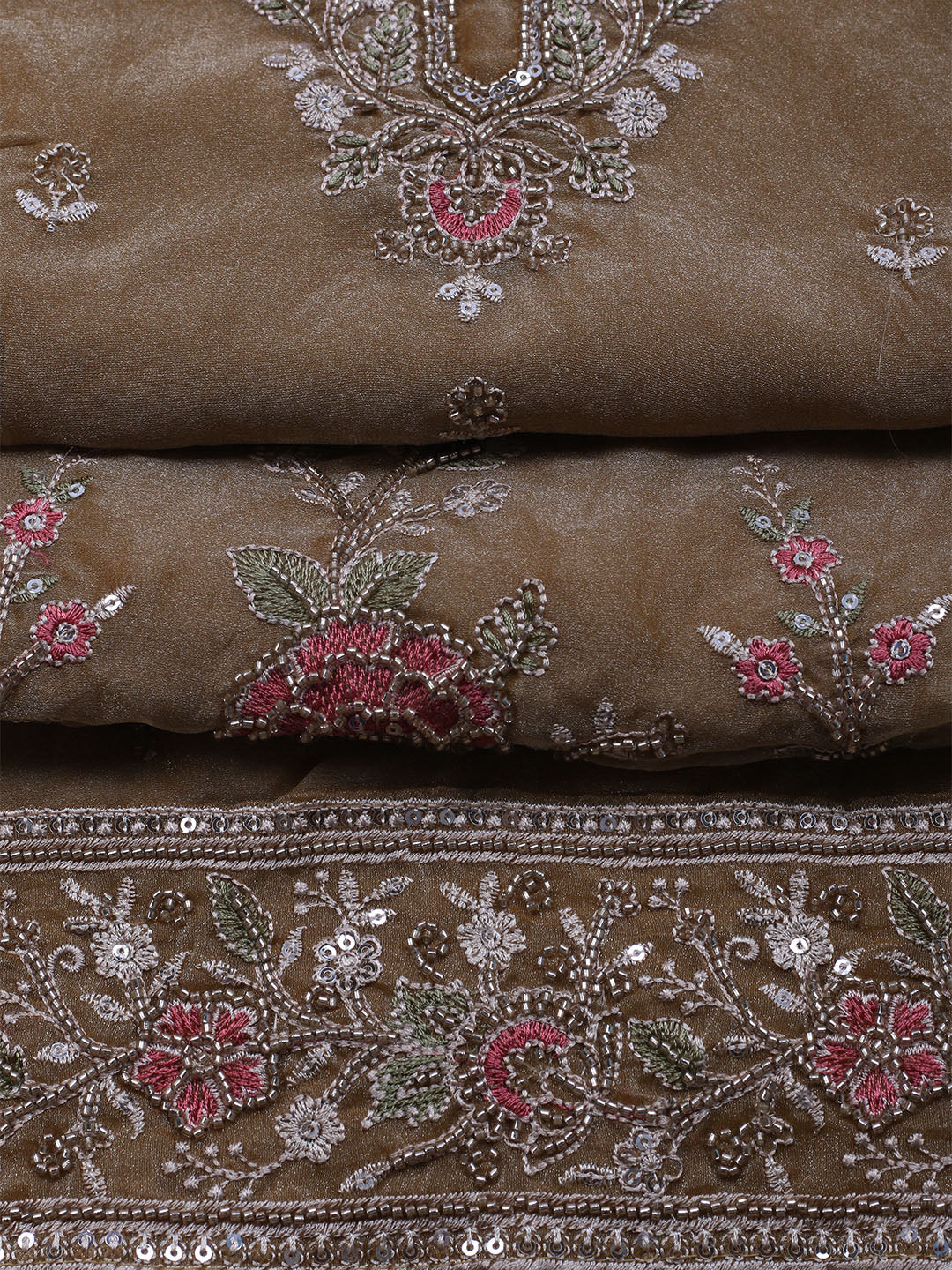 Embroidered Tissue Unstitched Suit With Dupatta
