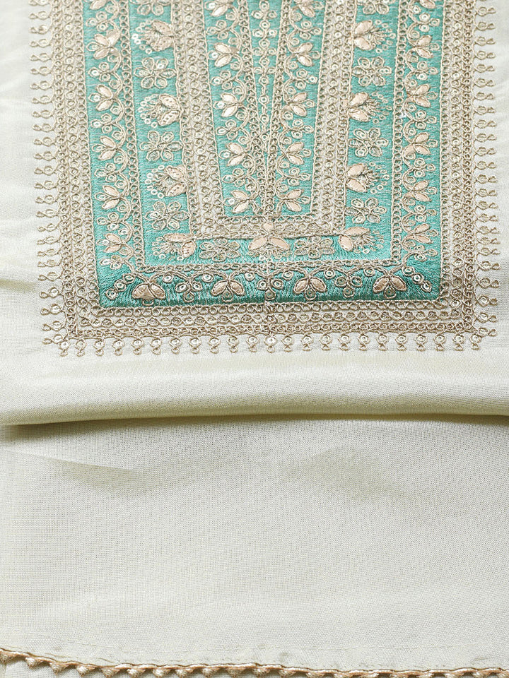 Embroidered Tissue Unstitched Suit With Pant &amp; Dupatta