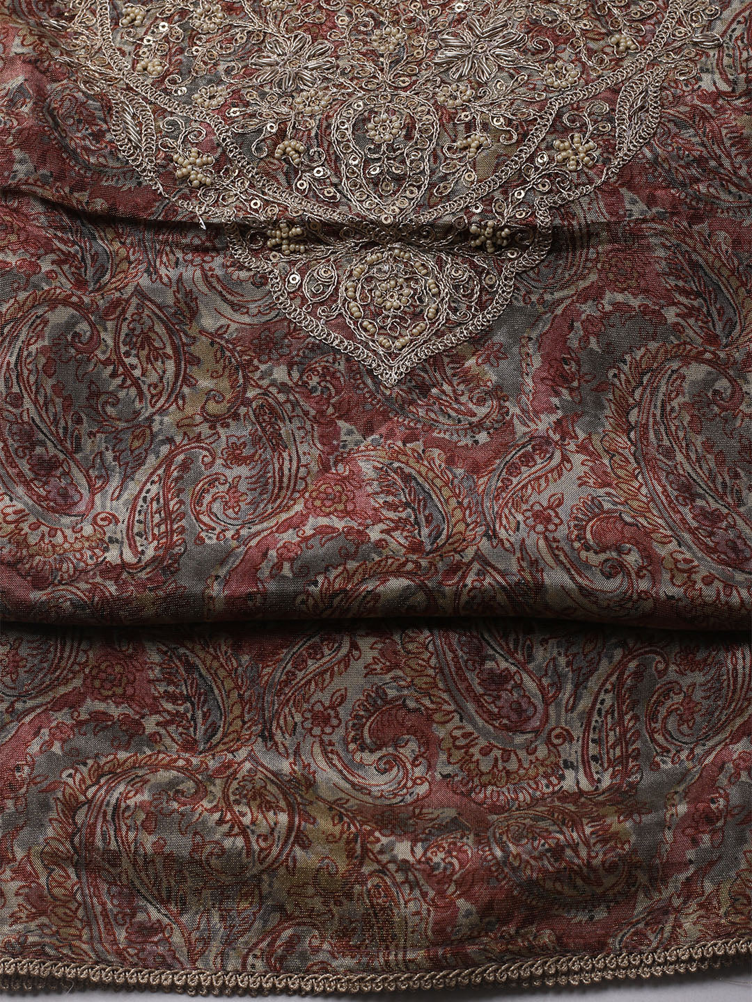Embroidered Tissue Unstitched Kurta With Pant &amp; Dupatta