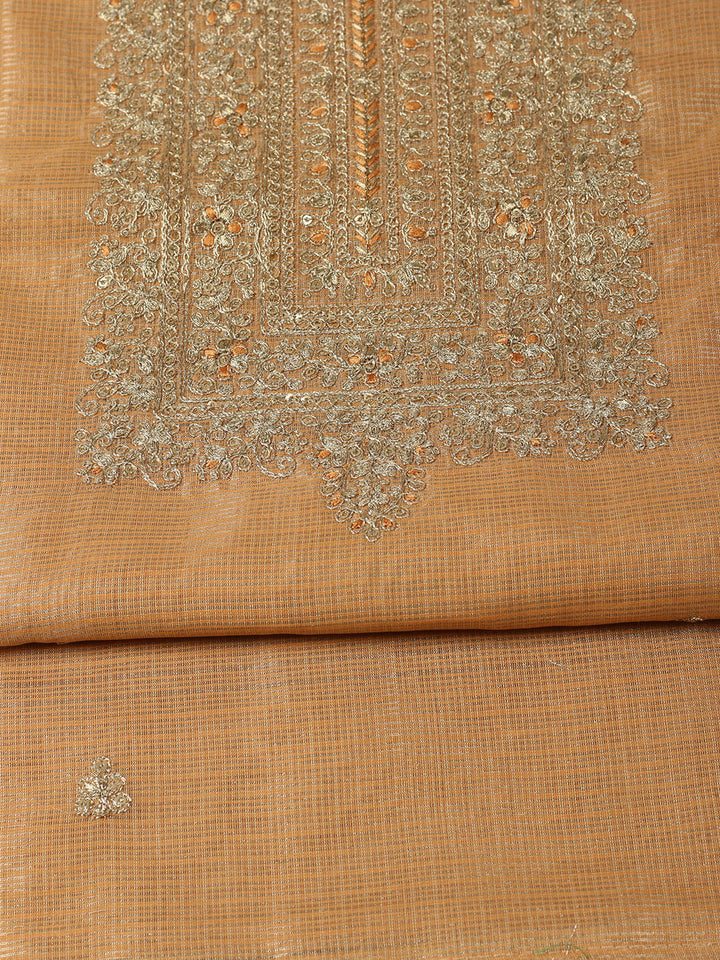 Embroidered Tissue Unstitched Suit With Pant &amp; Dupatta