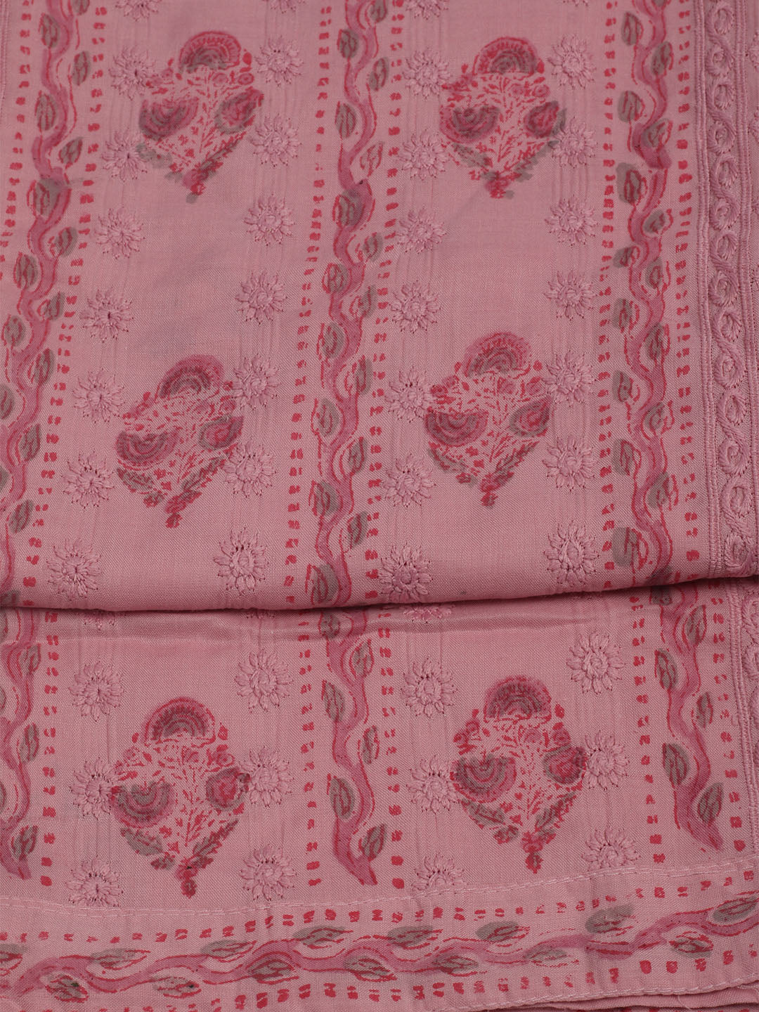 Printed Cotton Unstitched Suit With Pant &amp; Dupatta