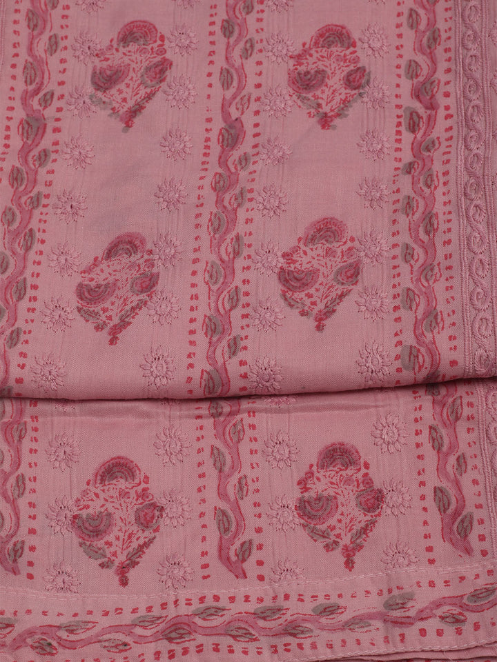 Printed Cotton Unstitched Suit With Pant &amp; Dupatta