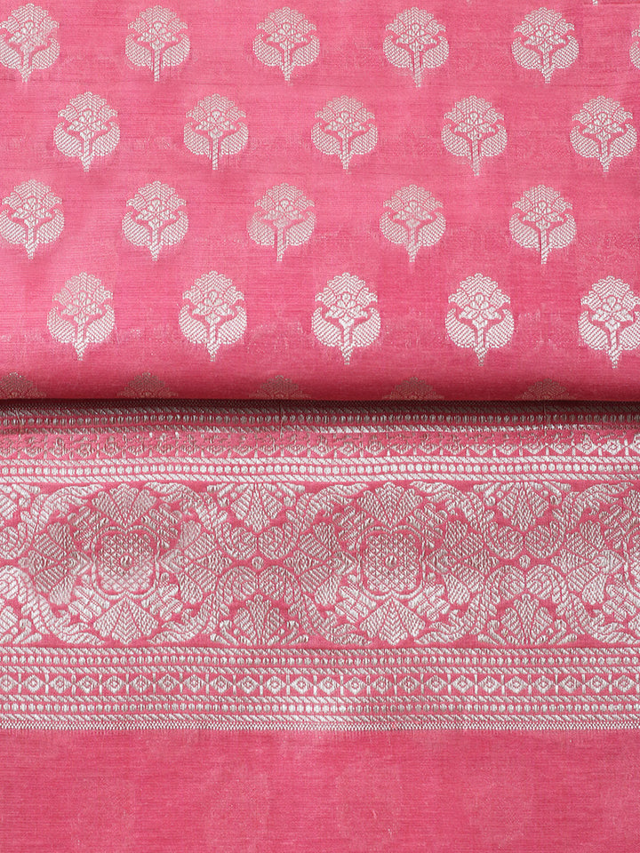 Banarasi Chanderi Unstitched Suit With Pant &amp; Dupatta