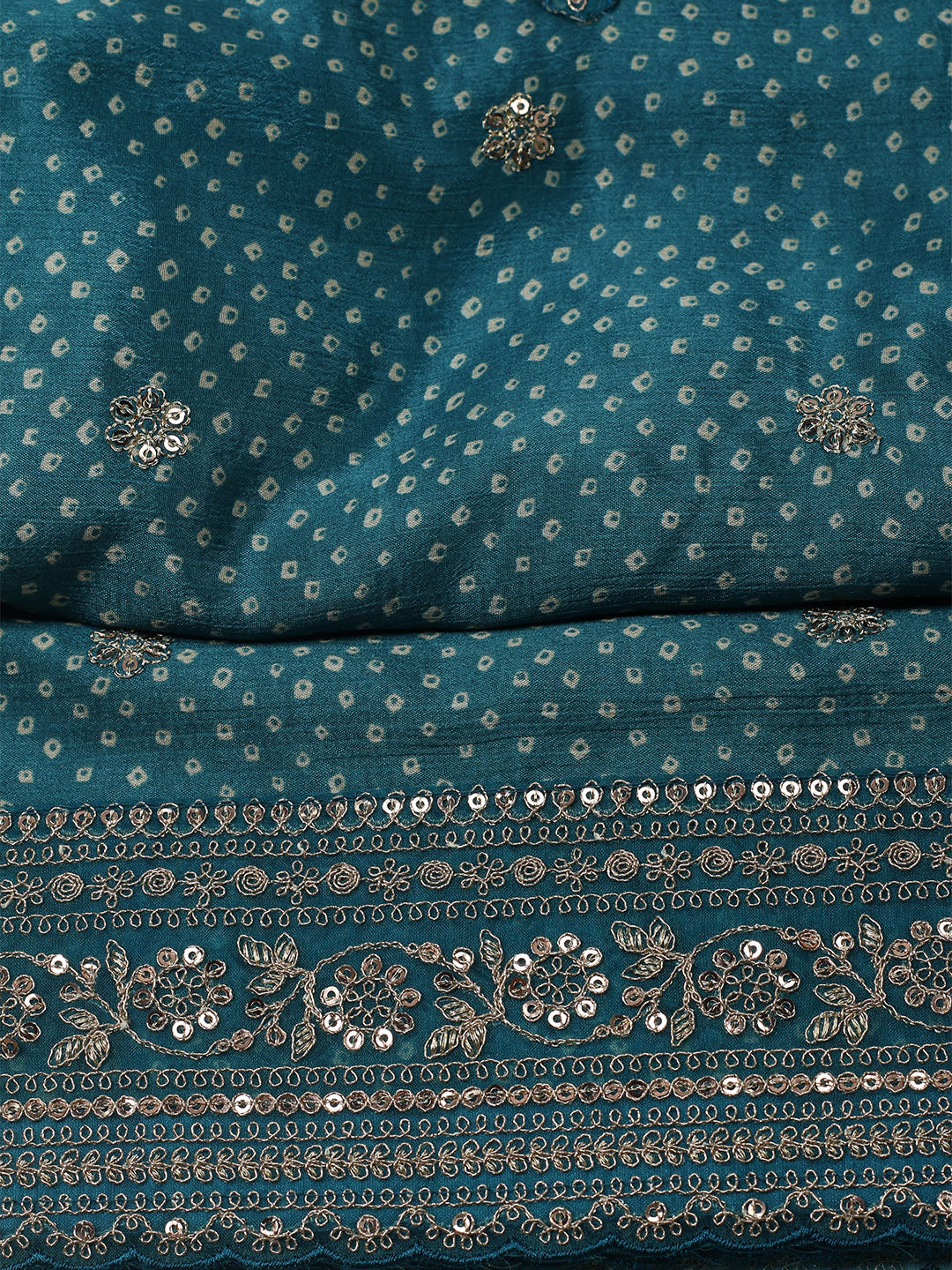 Embroidered Art Silk Unstitched Suit With Dupatta