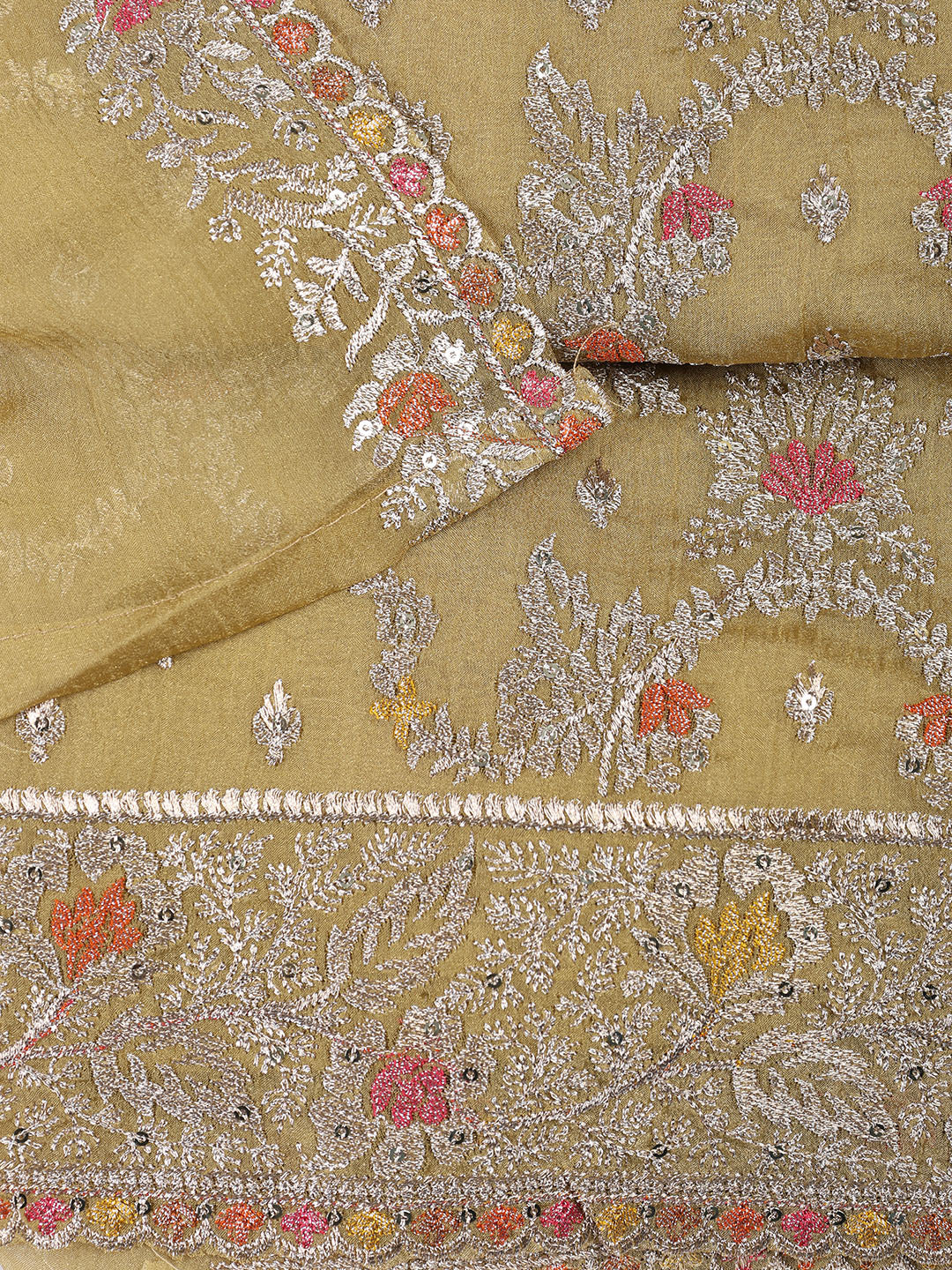 Embroidered Tissue Unstitched Suit With Dupatta