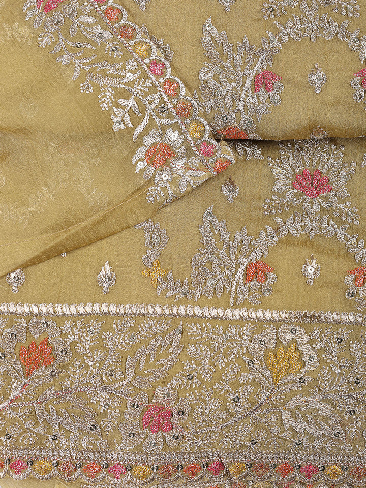 Embroidered Tissue Unstitched Suit With Dupatta