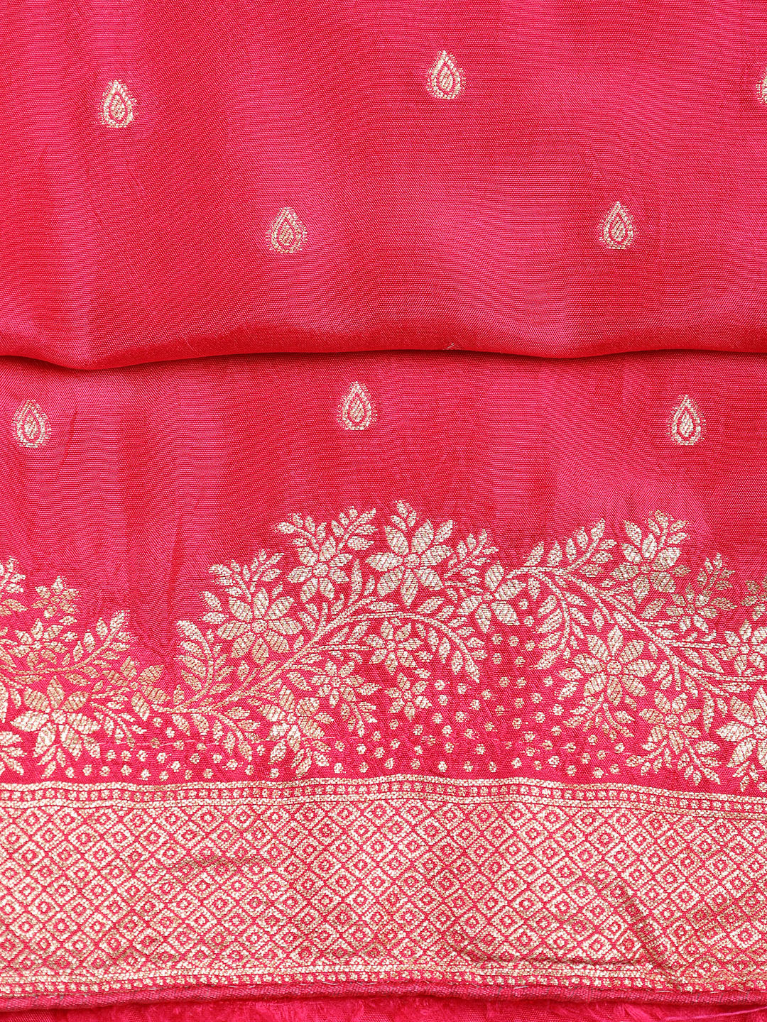 Embroidered Art Silk Unstitched Suit With Dupatta