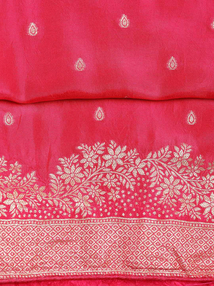 Embroidered Art Silk Unstitched Suit With Dupatta
