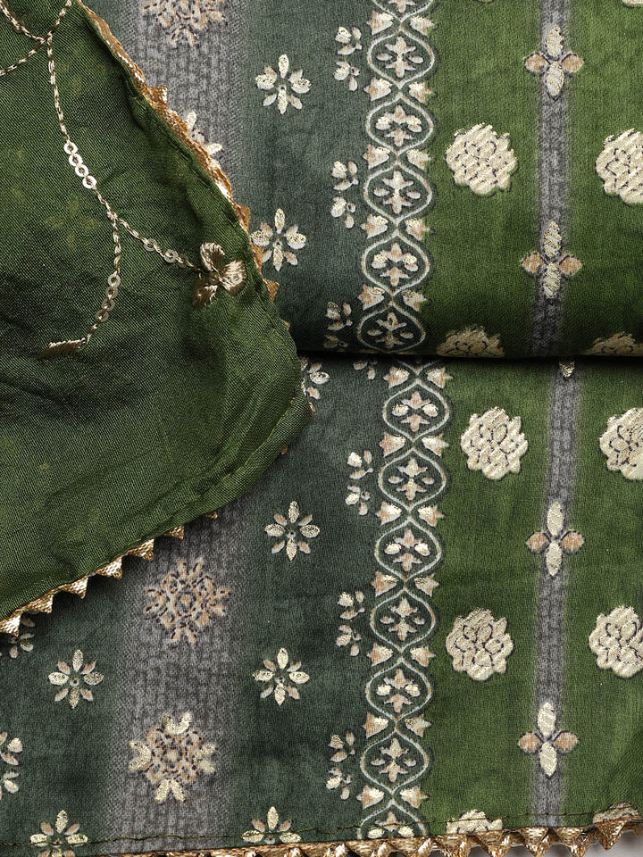 Neck Embroidered Cotton Blend Unstitched Suit With Dupatta