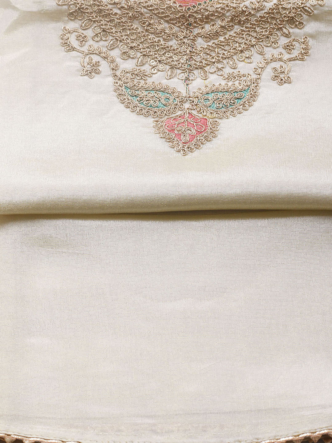 Embroidered Tissue Unstitched Suit With Pant &amp; Dupatta