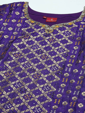 Woven Banarasi Kurta With Pants & Dupatta