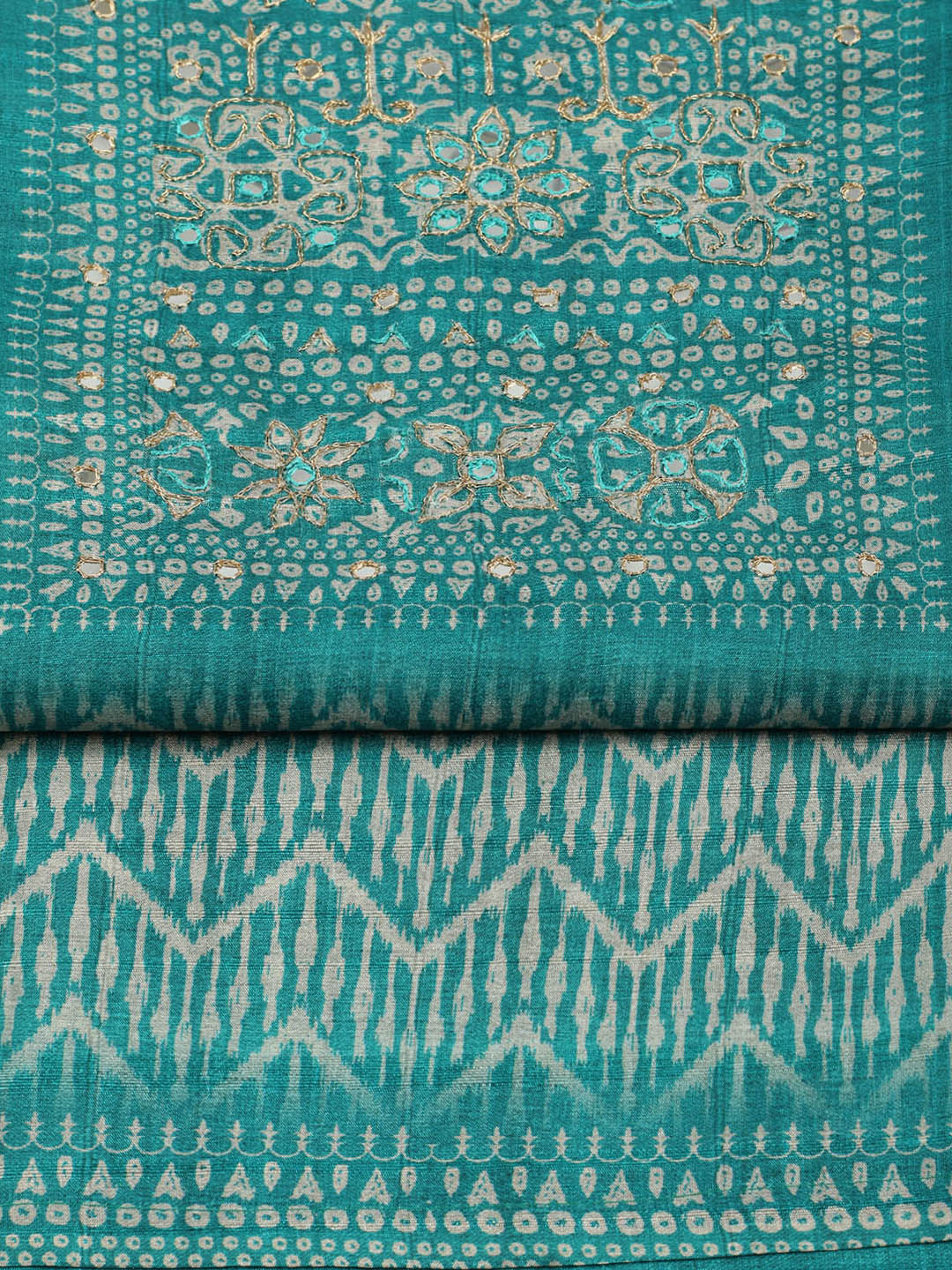 Printed Tussar Unstitched Suit With Pant &amp; Dupatta