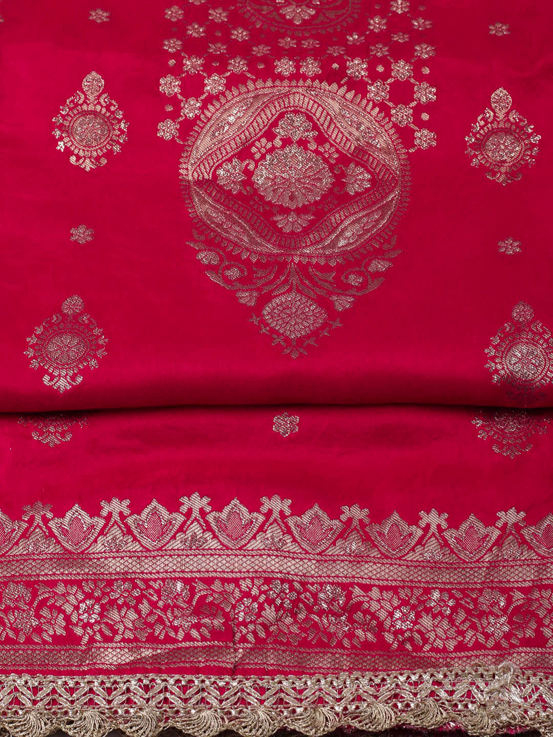 Woven Design Chanderi Unstitched Suit With Pant &amp; Dupatta