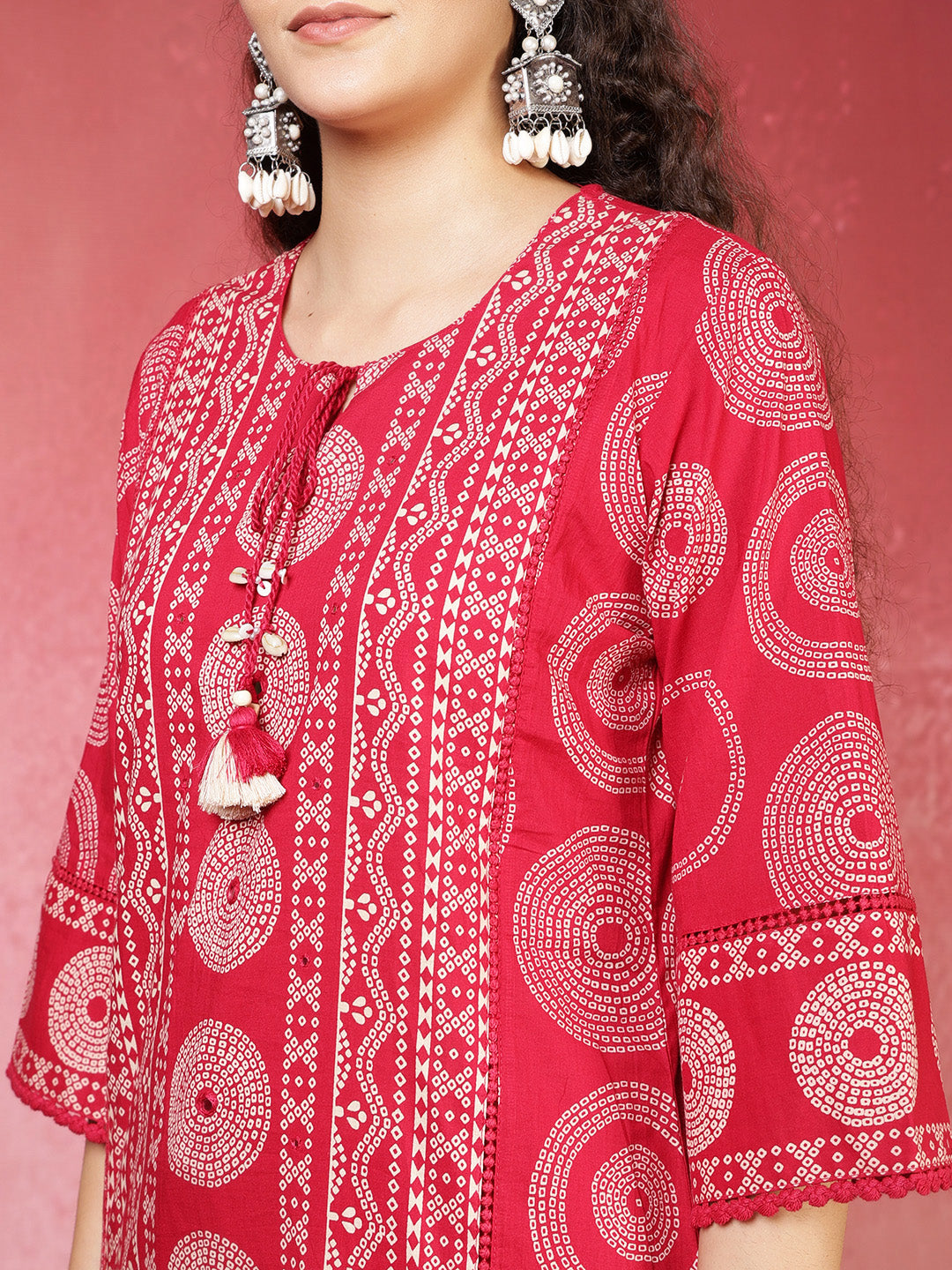 Printed Cotton Blend Kurta With Pants & Dupatta