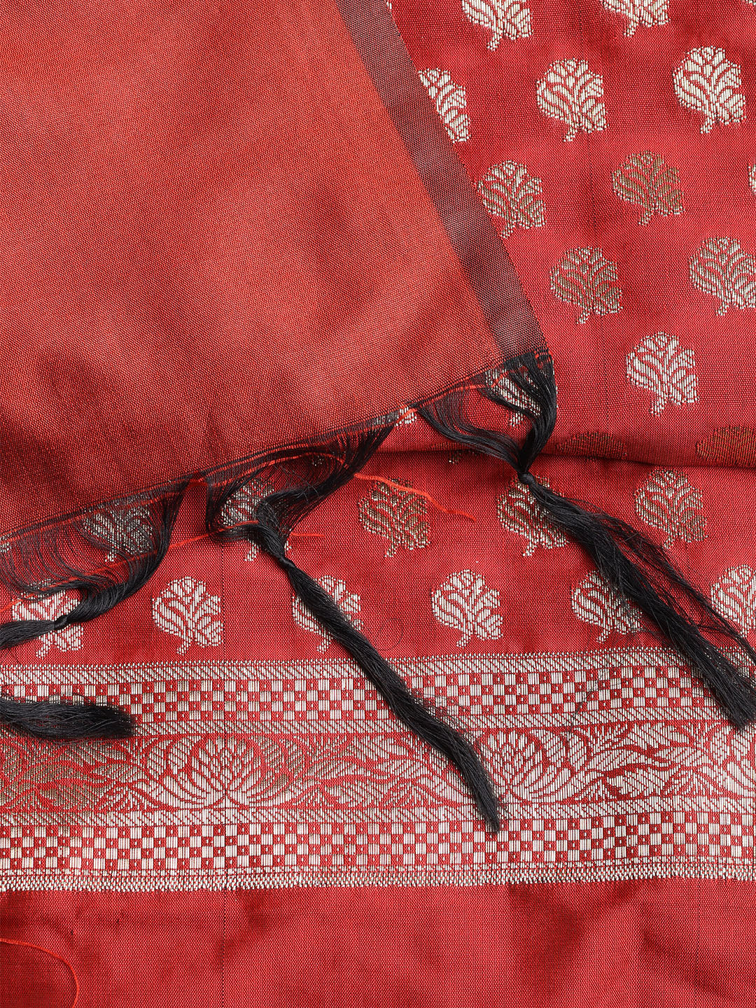 Woven Banarasi Chanderi Unstitched Suit With Dupatta