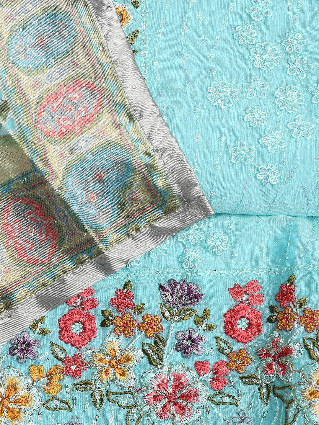 Embroidered Chinon Unstitched Suit With Dupatta